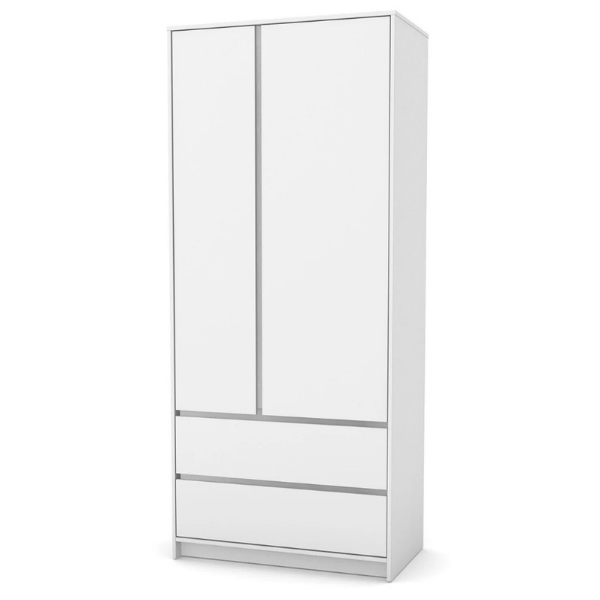 Dvoudveřová šatní skříň Lovitto Gekko. 90х50х207cm. Bílá